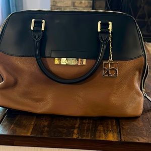 Calvin Klein Black and Brown Leather Purse